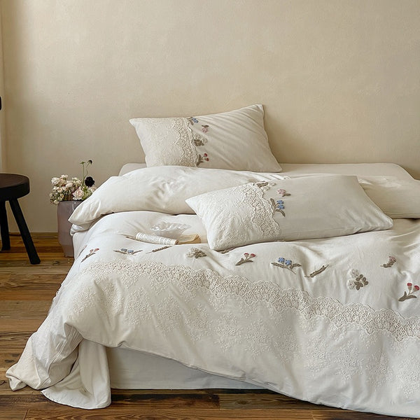 Vivid Floral Cotton Linen Bedding Set