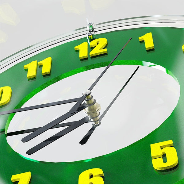 Chrome Green Reflector Clock