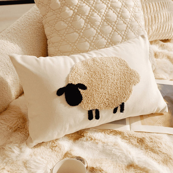 Cosy Sheep Embroidered Cushion