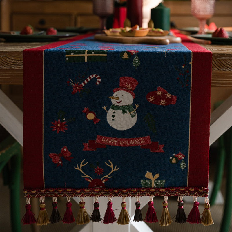 Snowman Tassel Table Runner