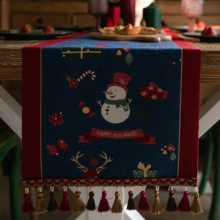 Snowman Tassel Table Runner