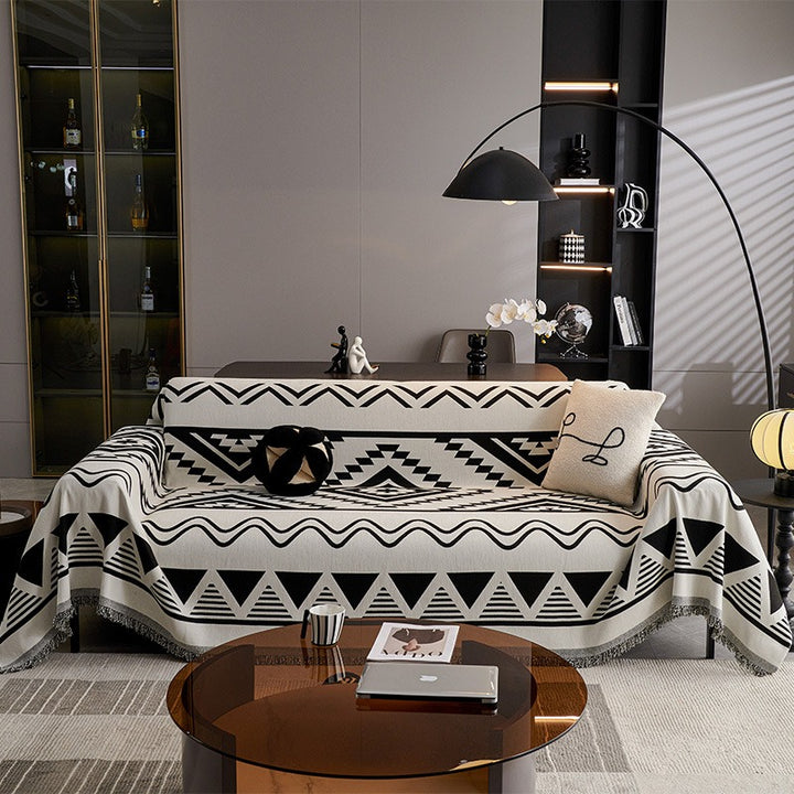Monochrome Tribal Sofa Cover