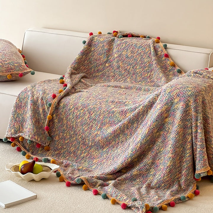 Pom-Pom Candy Quilted Blanket