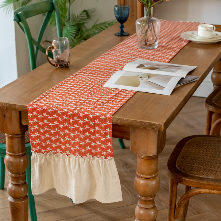 Rustic Ruffle Floral Table Runner