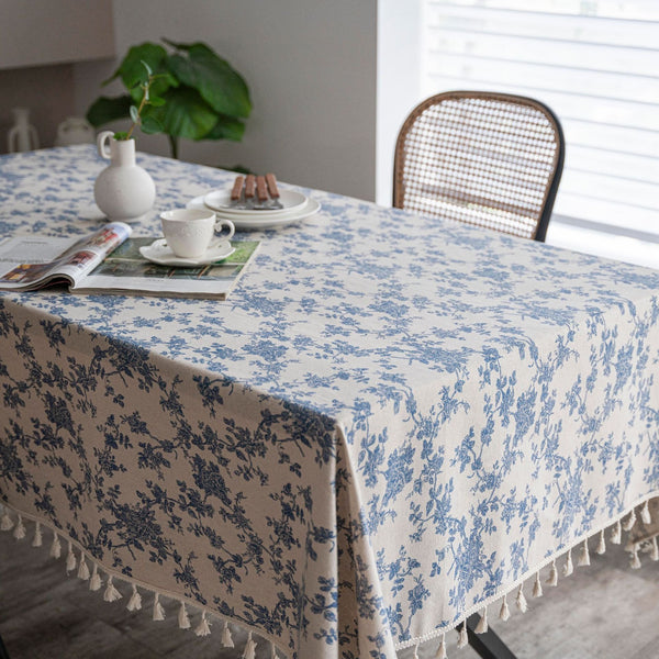 Retro Blooming Blue Table Cloth