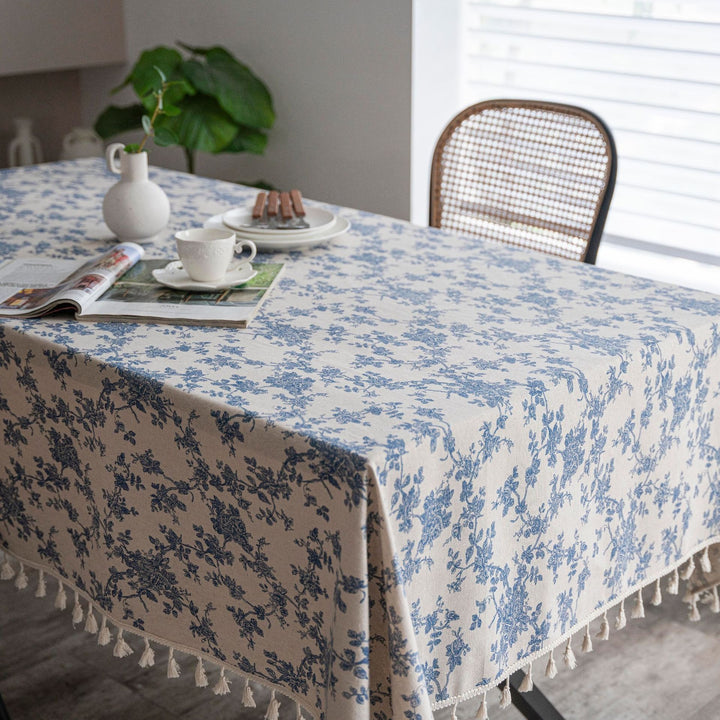 Retro Blooming Blue Table Cloth