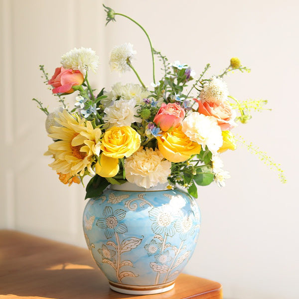 Blue Garden Ceramic Vase