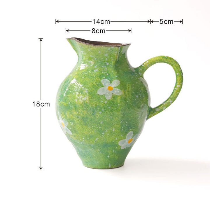 Daisy Green Ceramic Vase