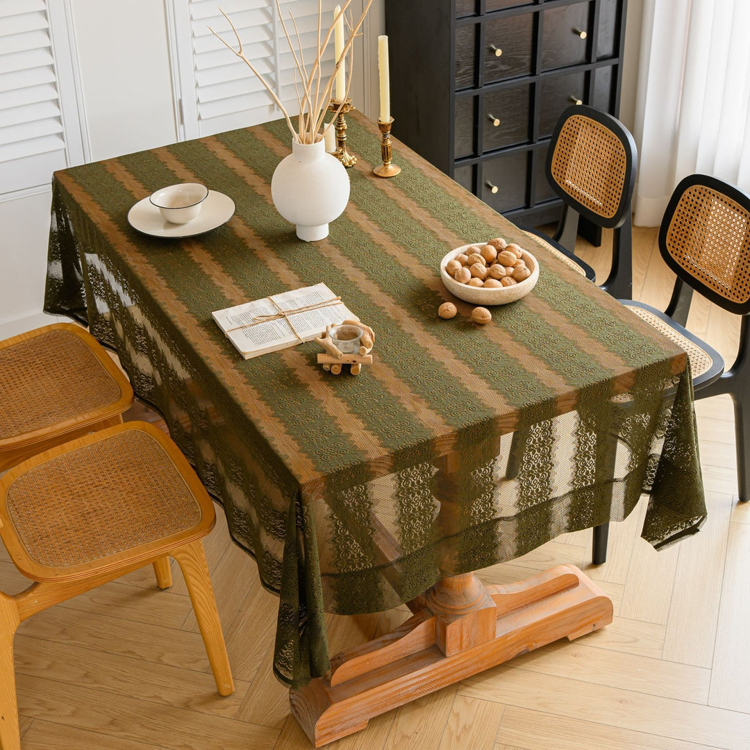 Retro Stripe Lace Tablecloth
