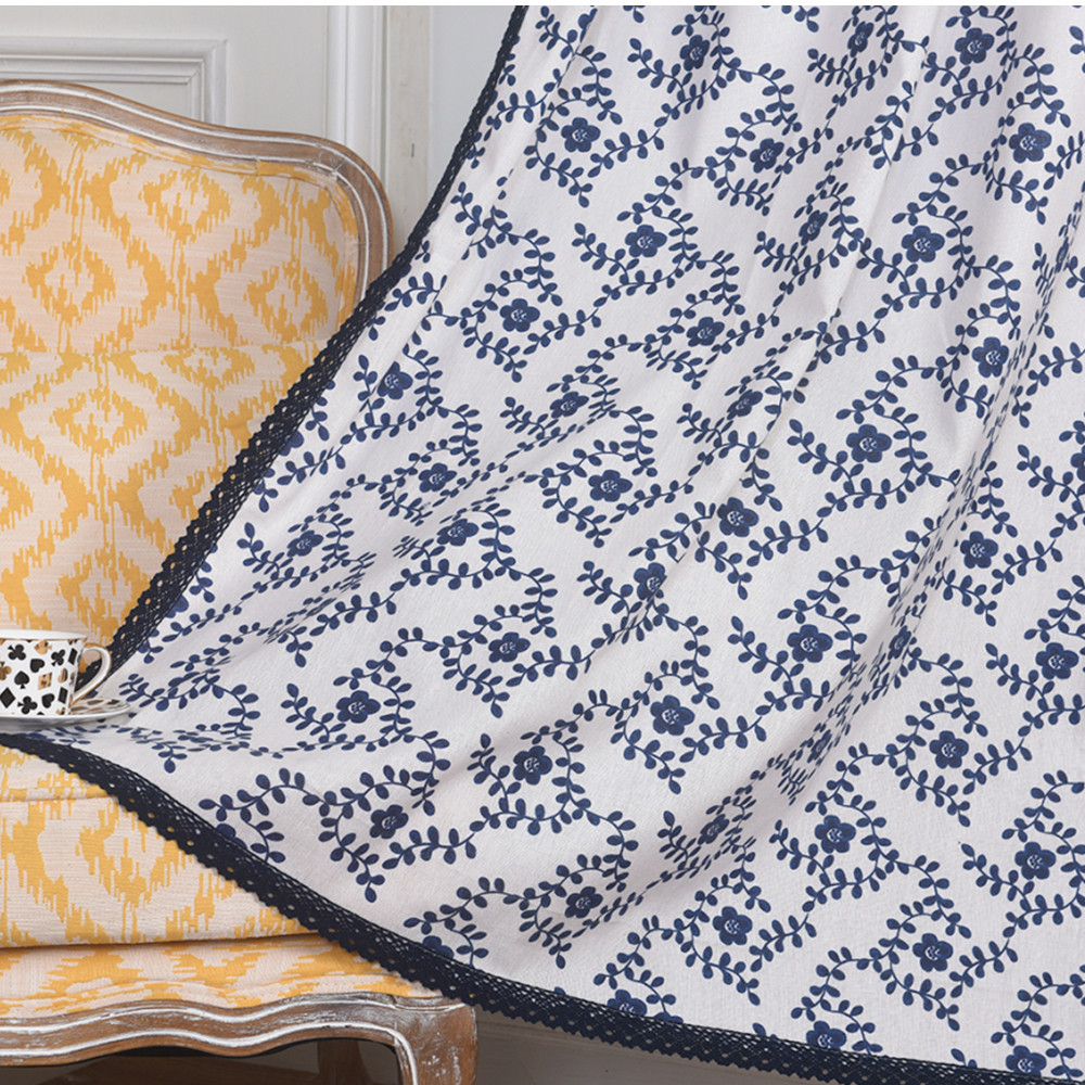 Navy Petal French Lace Curtain