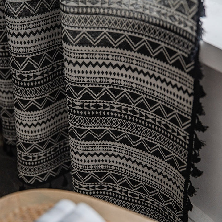 Wild Black Geometry Tassel Curtain
