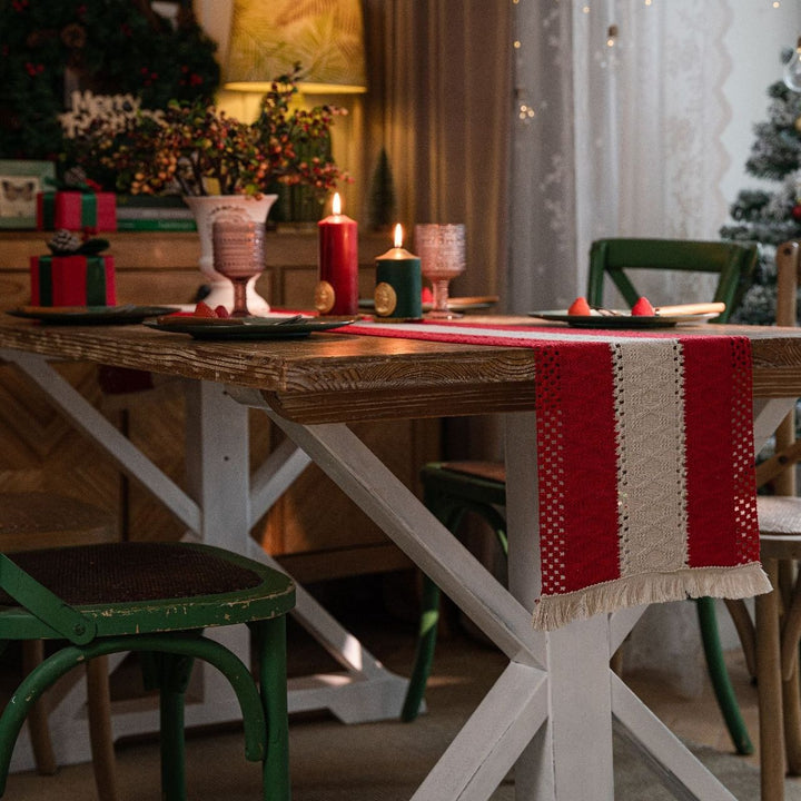 Crimson Stripe Table Runner