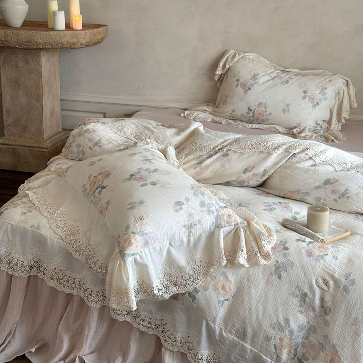 Perpetua Rosy Lace Bedding Set