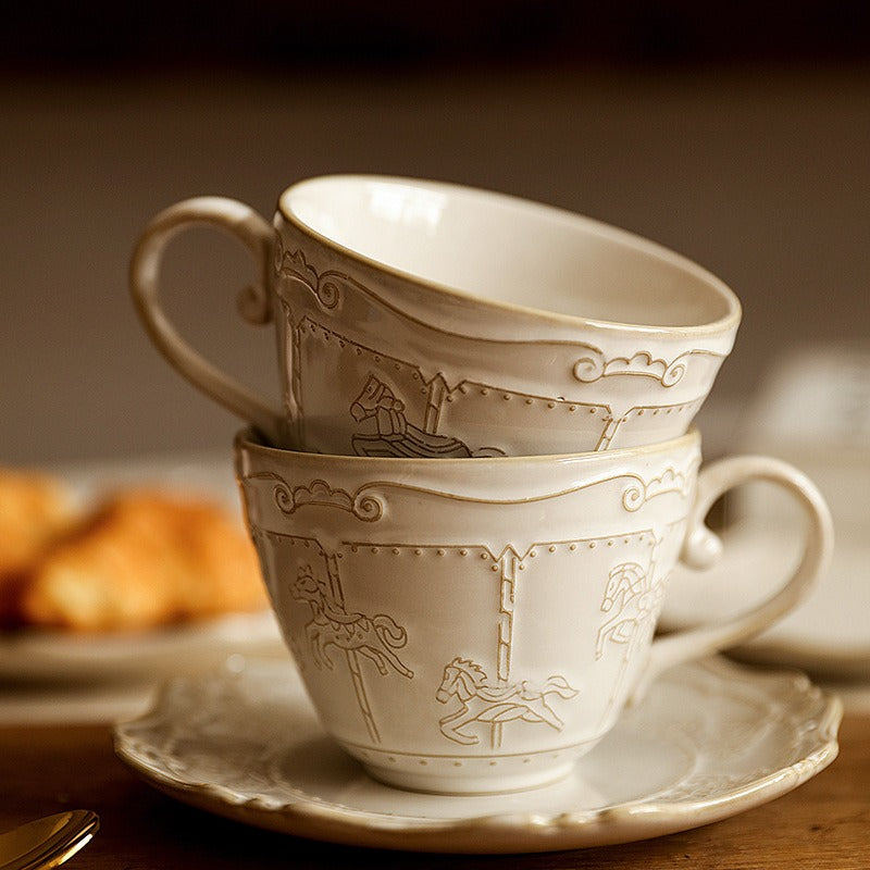 Carousel Dream Embossed Ceramic Cup Set