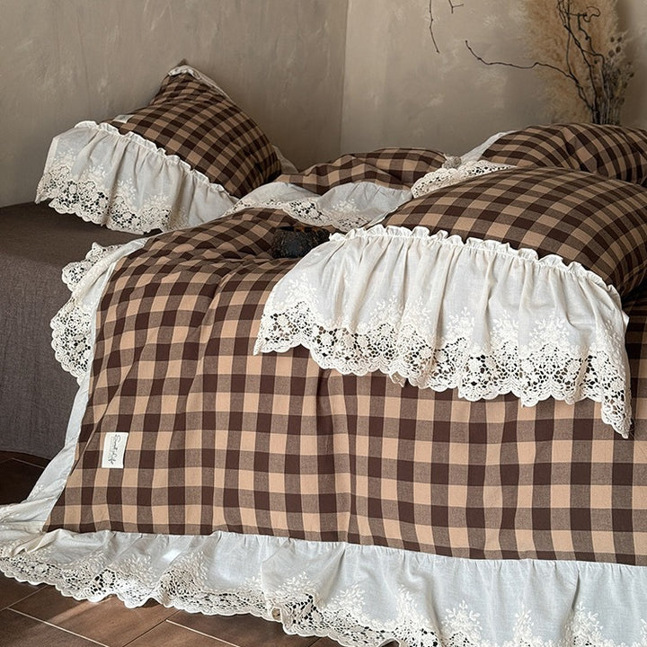 Countryside Lace Checker Bedding Set Collection