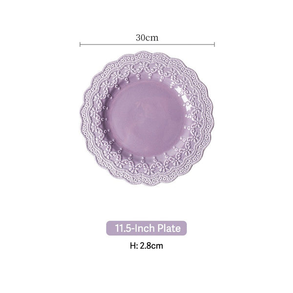 Lavender Lace Embossed Dinnerware