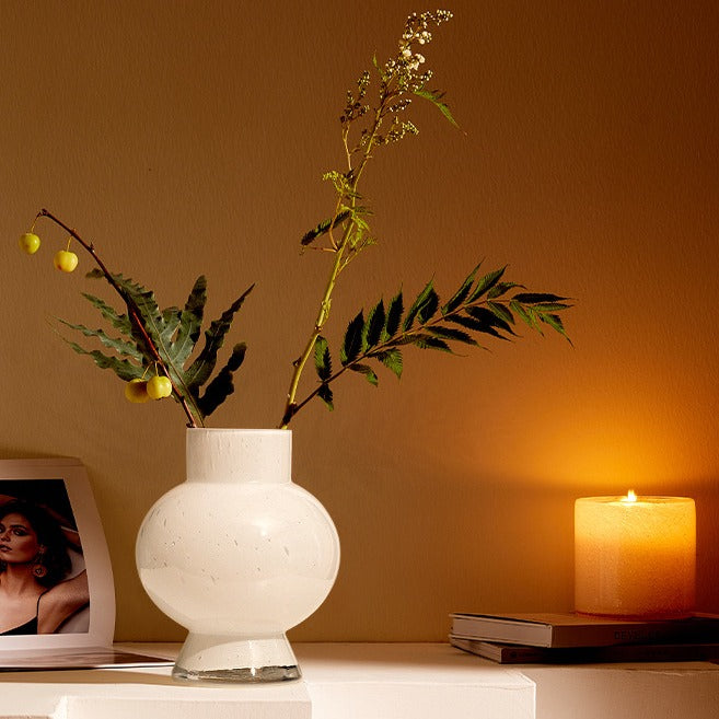 Graceful White  Glass Vase