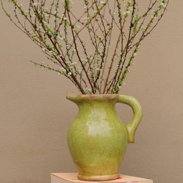 Green Handle Ceramic Vase