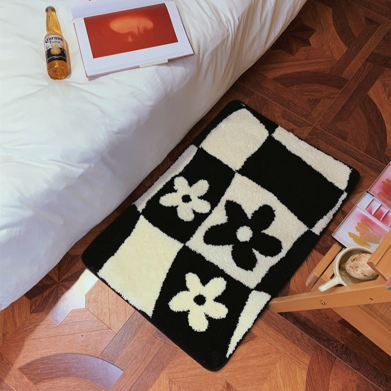 Checkerboard Daisy Bath Mat