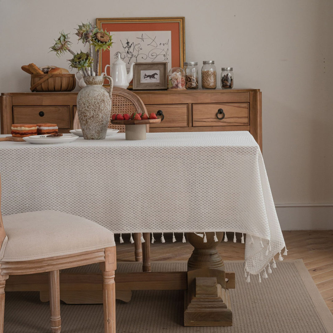Waffle Tassel Tablecloth
