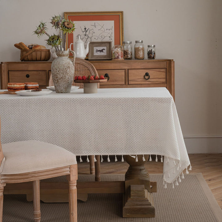 Waffle Tassel Tablecloth