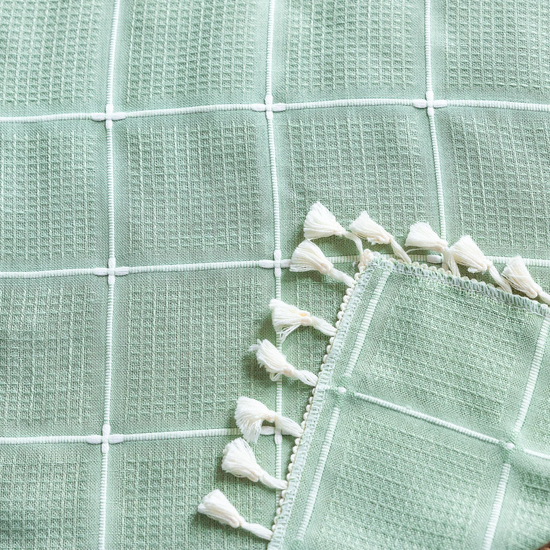 Sunlit Check Fringe Curtain