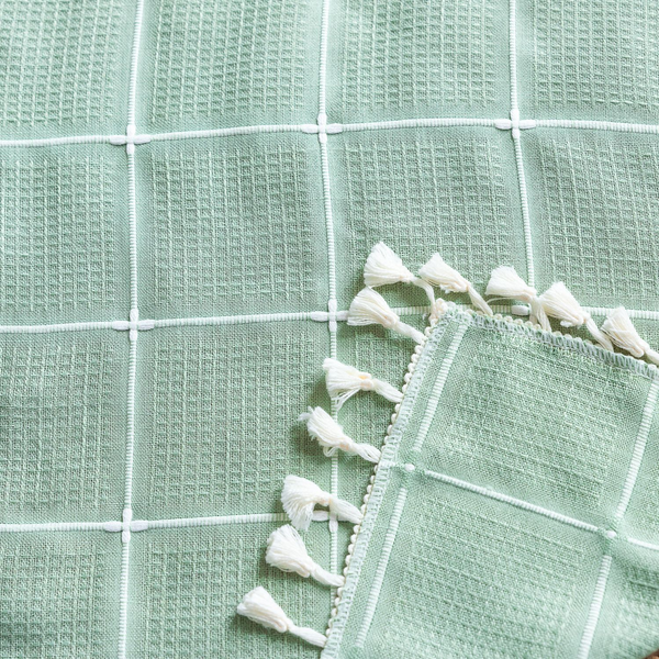 Sunlit Check Fringe Curtain