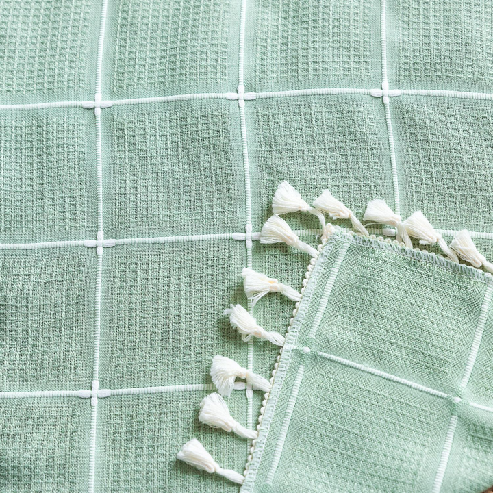 Sunlit Check Fringe Curtain