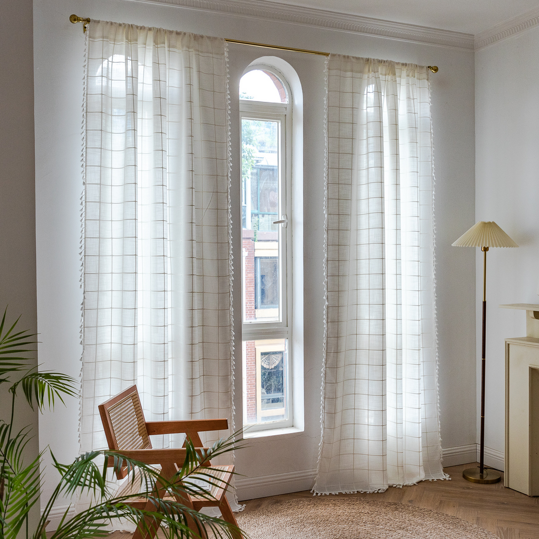 Sunlit Check Fringe Curtain