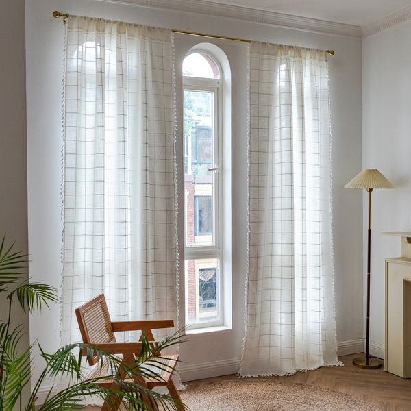Sunlit Check Fringe Curtain