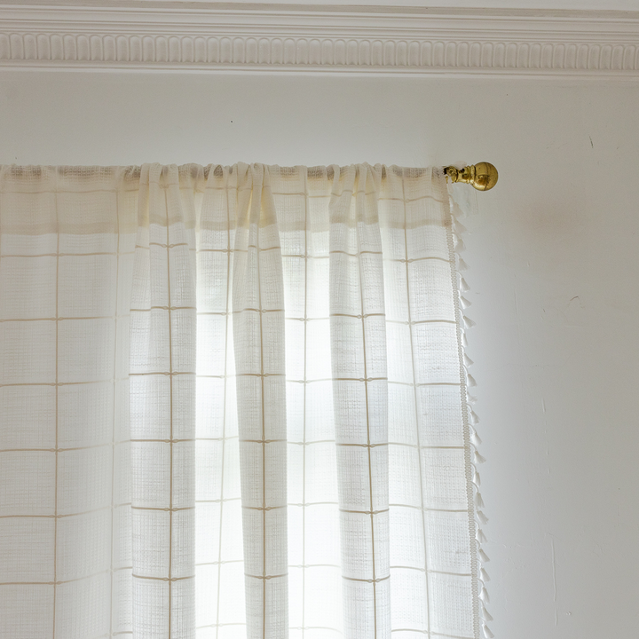 Sunlit Check Fringe Curtain