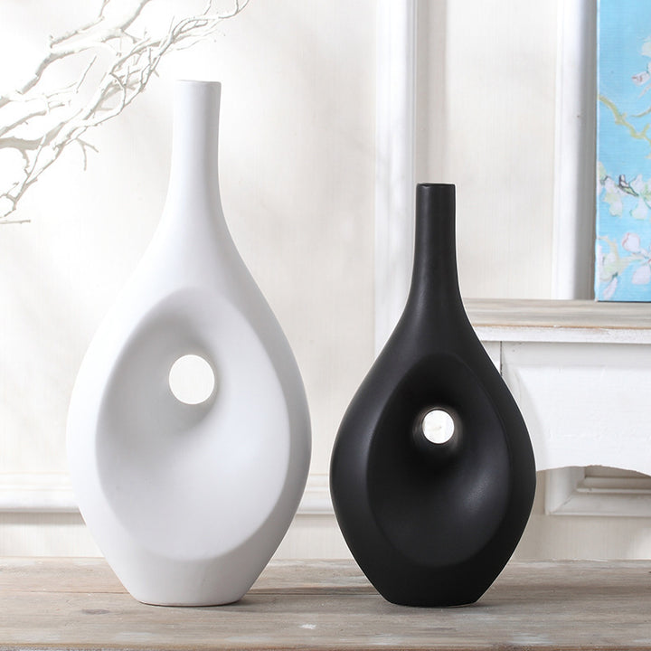 Monochrome Hollow Elegance Vases