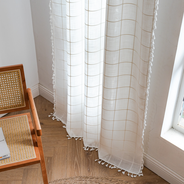 Sunlit Check Fringe Curtain