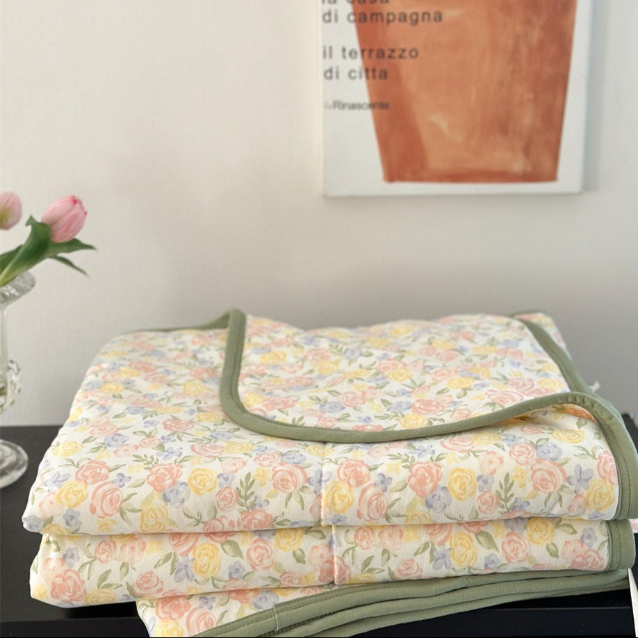 Vivid Floral Summer Quilted Blanket