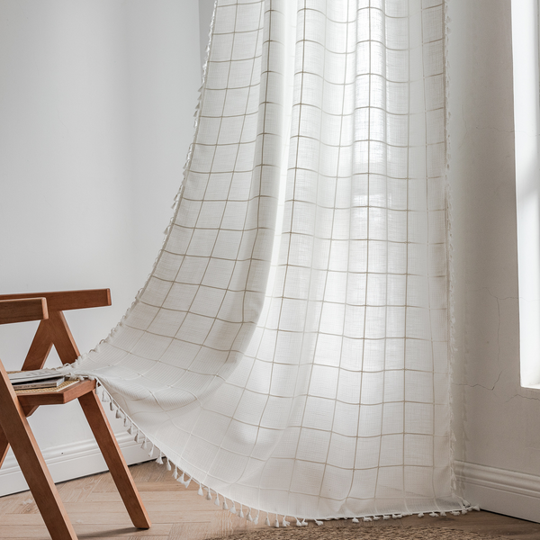 Sunlit Check Fringe Curtain