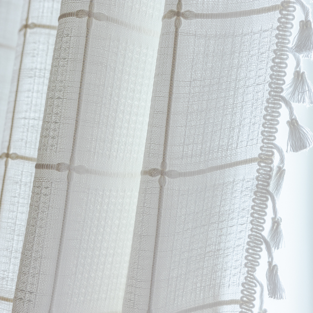 Sunlit Check Fringe Curtain