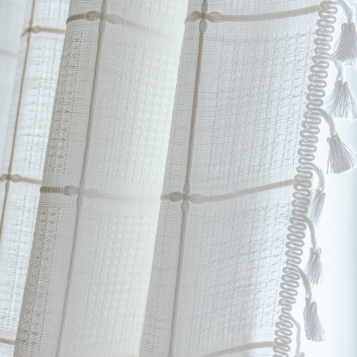 Sunlit Check Fringe Curtain