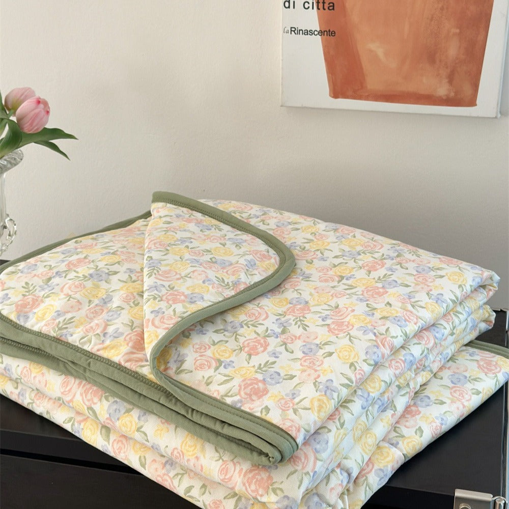 Vivid Floral Summer Quilted Blanket