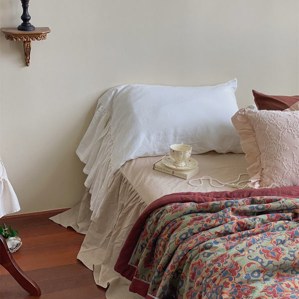 French Vintage Floral Summer Quilted Blanket