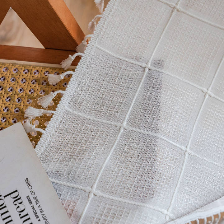 Sunlit Check Fringe Curtain