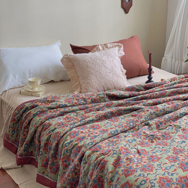 French Vintage Floral Summer Quilted Blanket
