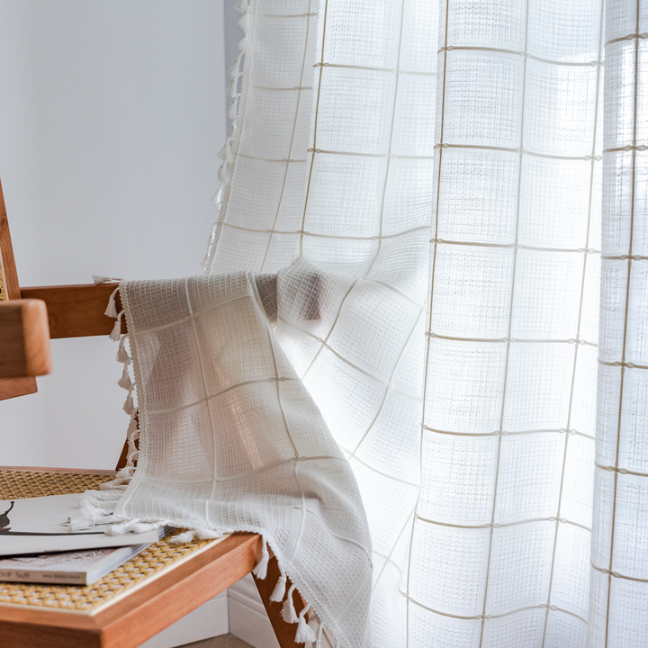 Sunlit Check Fringe Curtain