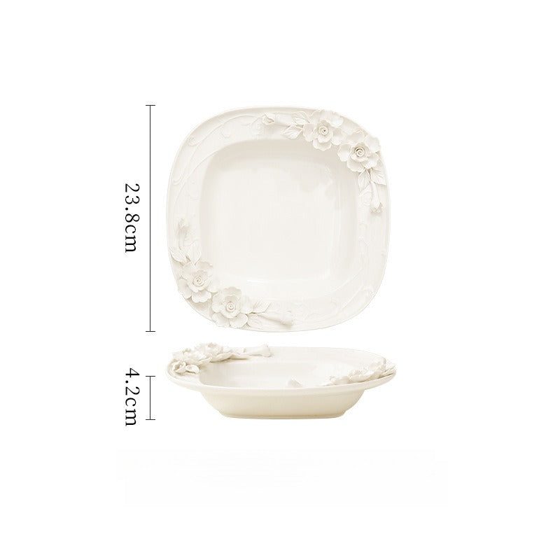 Beauty Rose Embossed Square Plate Collection