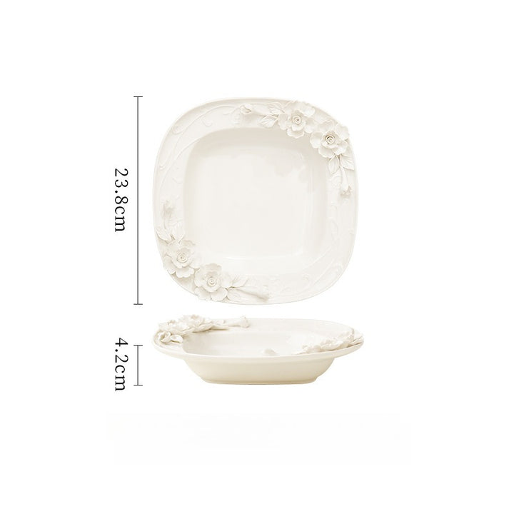 Beauty Rose Embossed Square Plate Collection