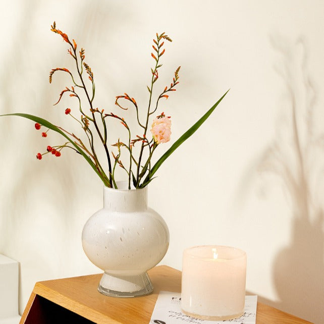 Graceful White  Glass Vase
