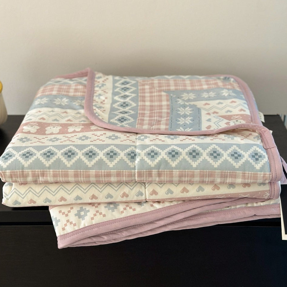Pink Patchwork Summer Quilted Blanket