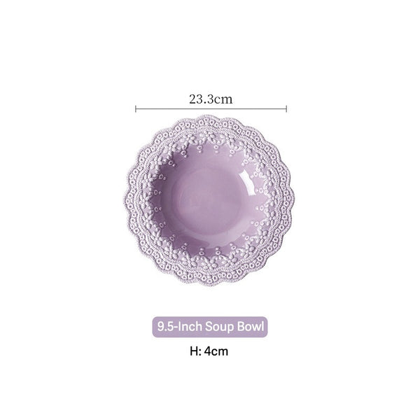 Lavender Lace Embossed Dinnerware