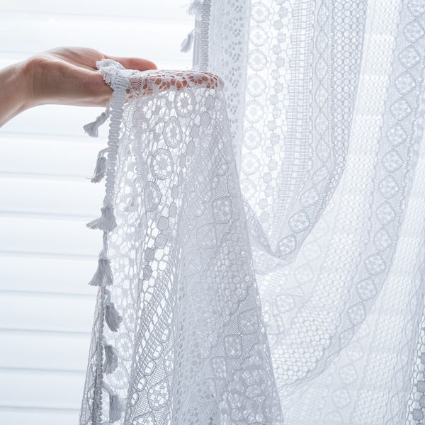 Soft Glow Lace & Fringe Curtain