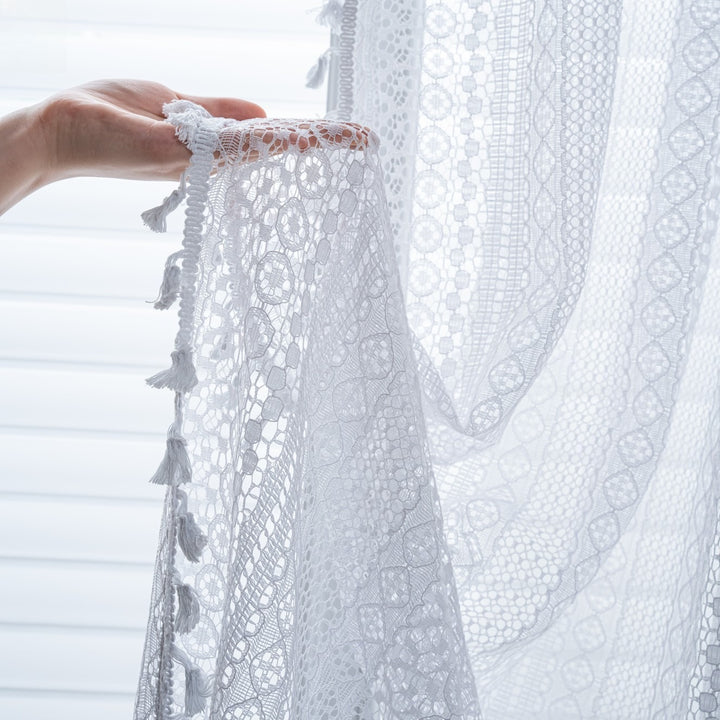 Soft Glow Lace & Fringe Curtain