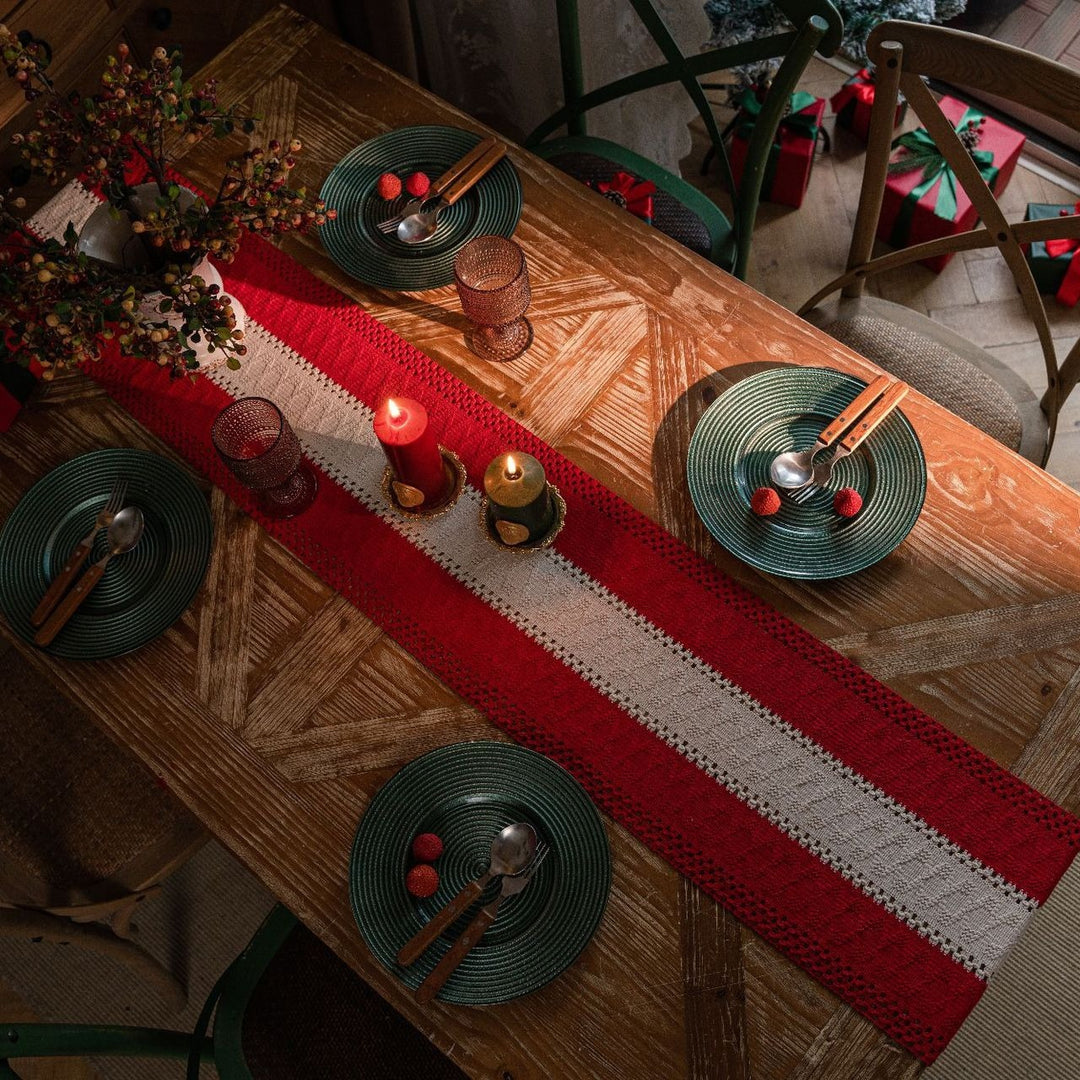 Crimson Stripe Table Runner